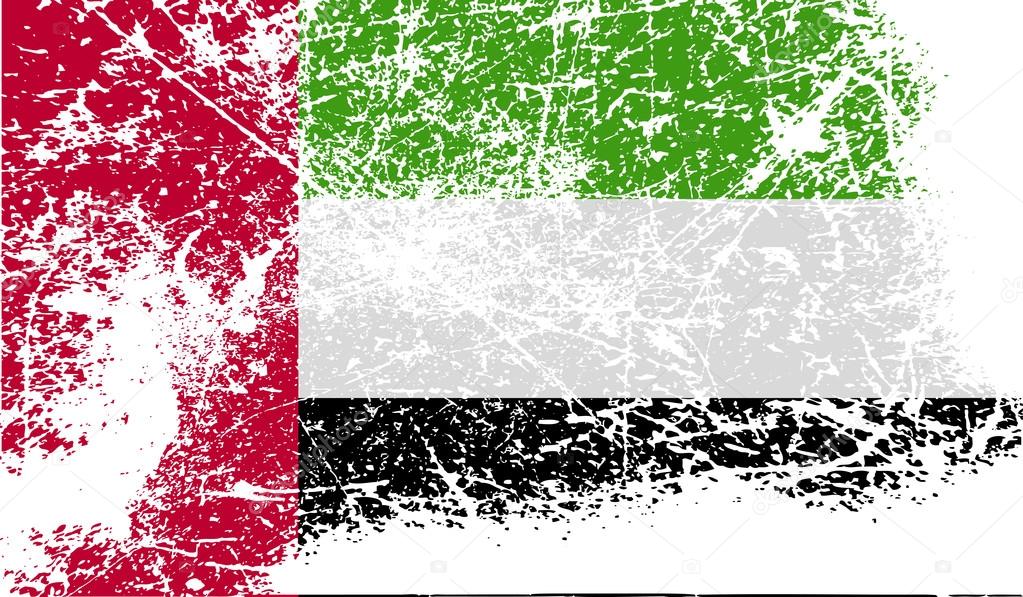 Flag of United Arab Emirates with old texture. Vector