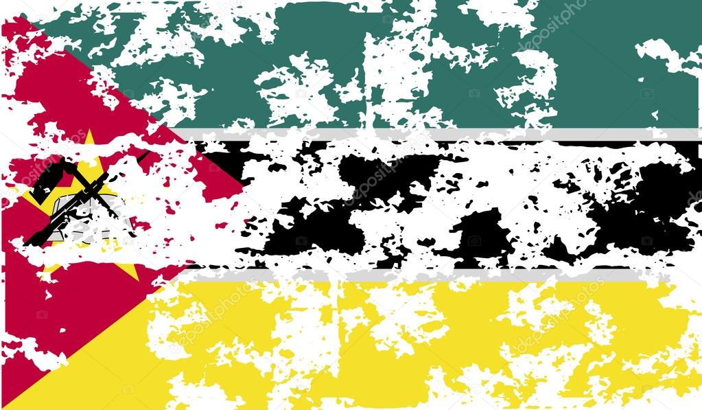 Bandeira de Moçambique com textura antiga. Vetor — Vetores ...