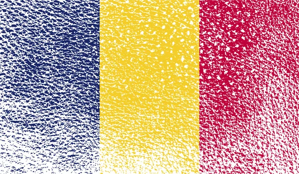 Vlag van Tsjaad met oude textuur. Vector — Stockvector