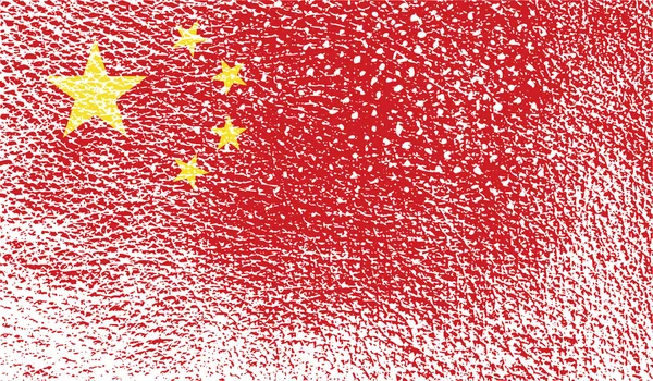 Drapeau de Chine avec une texture ancienne. Vecteur — Image vectorielle