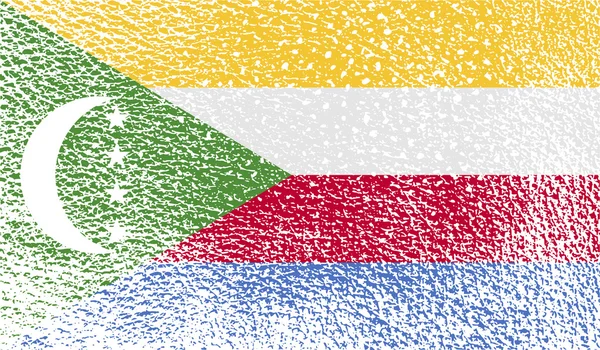 Flag of Comoros with old texture. Vector — Stock Vector