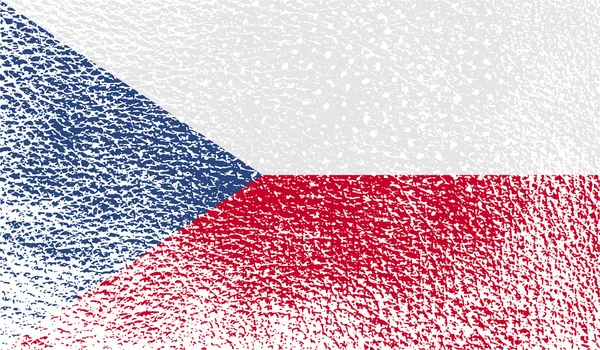 Σημαία της Τσεχικής Δημοκρατίας με την παλιά υφή. Διάνυσμα — Διανυσματικό Αρχείο