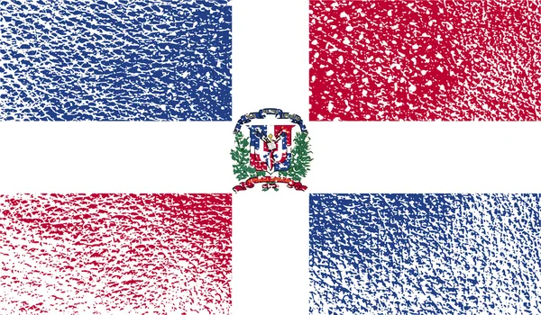 Bandeira da República Dominicana com textura antiga. Vetor — Vetor de Stock