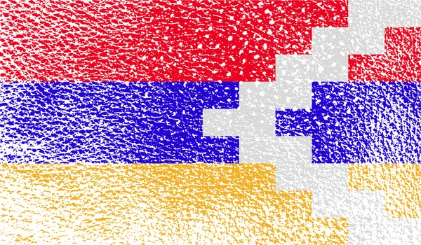 Flagge der Republik Karabach mit alter Struktur. Vektor — Stockvektor