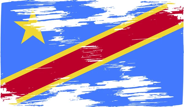 Kongo Demokratik Cumhuriyeti bayrağı eski doku ile. Vektör — Stok Vektör