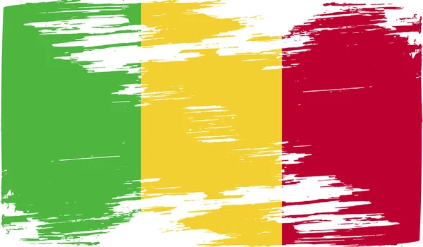 Drapeau du Mali avec une texture ancienne. Vecteur — Image vectorielle