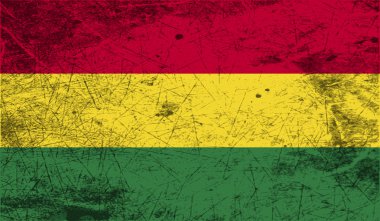 Bolivya'nın bayrağı eski doku ile. Vektör