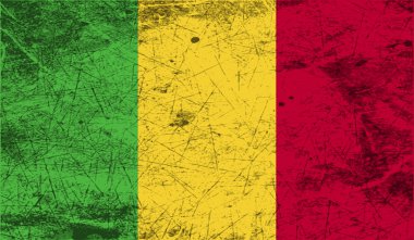 Mali bayrağı eski doku ile. Vektör