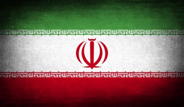 Iran bayrağı eski doku ile. Vektör