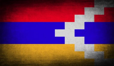 Dağlık Karabağ Cumhuriyeti bayrağı eski doku ile. Vektör