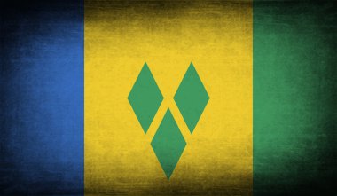 Saint Vincent ve Grenadinler bayrağı eski doku ile. Vektör