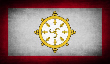 Sikkim bayrağı eski doku ile. Vektör