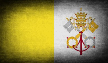Flag of Vatican with old texture. Vector clipart