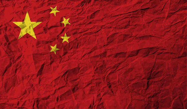 Флаг Китая со старой текстурой. Вектор — стоковый вектор
