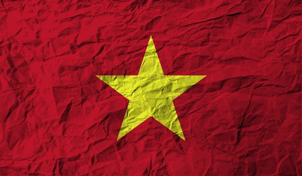 Bendera Vietnam dengan tekstur lama. Vektor - Stok Vektor