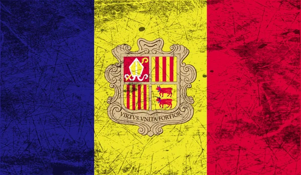 Bandera de Andorra con textura antigua. Vector — Vector de stock