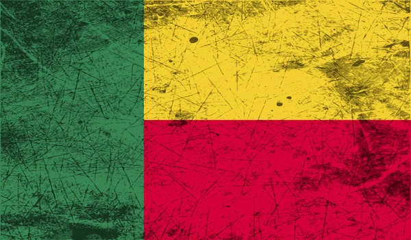 Флаг Бенина со старой текстурой. Вектор — стоковый вектор