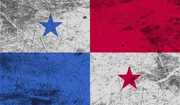 Bandera de Panamá con textura antigua. Vector — Archivo Imágenes Vectoriales