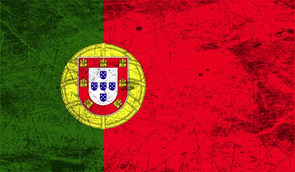 Bandeira de Portugal com textura antiga. Vetor — Vetor de Stock