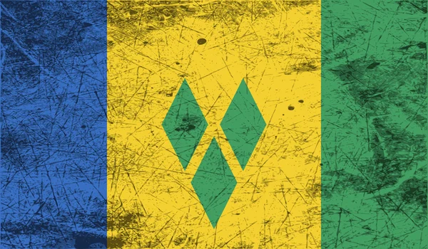 Σημαία της Saint Vincent και Γρεναδίνες με την παλιά υφή. Διάνυσμα — Διανυσματικό Αρχείο