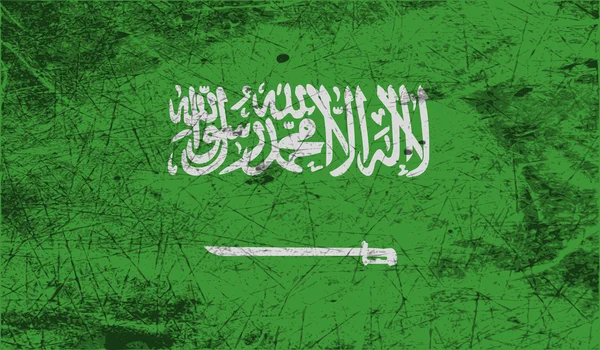 Suudi Arabistan bayrağı eski doku ile. Vektör — Stok Vektör