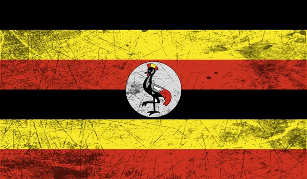 Bandera de Uganda con textura antigua. Vector — Archivo Imágenes Vectoriales