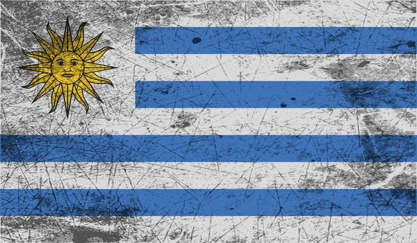 Bandeira do Uruguai com textura antiga. Vetor — Vetor de Stock