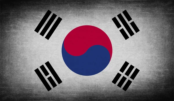 Bandera de Corea del Sur con textura antigua. Vector — Archivo Imágenes Vectoriales