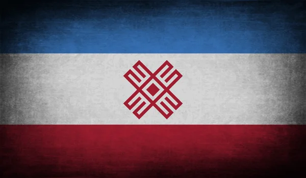 Bandera de Mari El con textura antigua. Vector — Archivo Imágenes Vectoriales