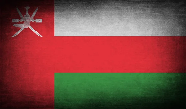Bandiera dell'Oman con vecchia texture. Vettore — Vettoriale Stock