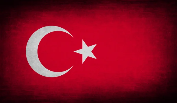 Bandeira da Turquia com textura antiga. Vetor —  Vetores de Stock