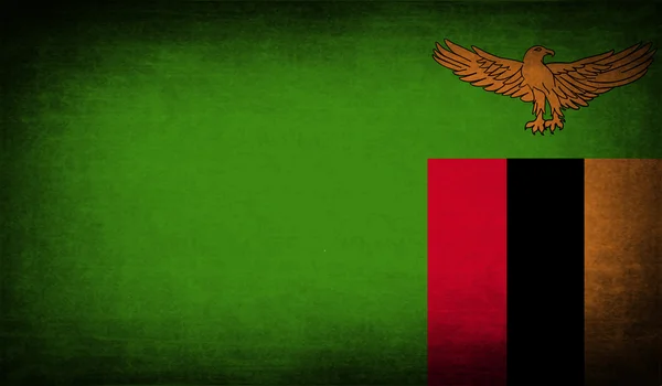 Bandera de Zambia con textura antigua. Vector — Vector de stock