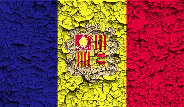 Bandeira de Andorra com textura antiga. Vetor —  Vetores de Stock