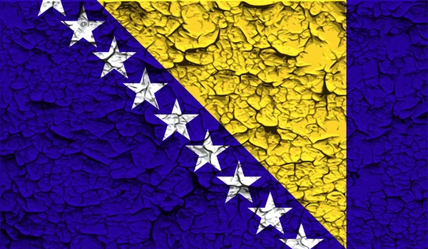 Bosna-Hersek bayrağı eski doku ile. Vektör — Stok Vektör