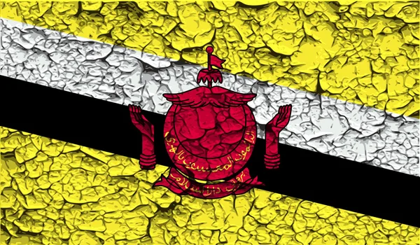 Bandiera del Brunei con vecchia texture. Vettore — Vettoriale Stock