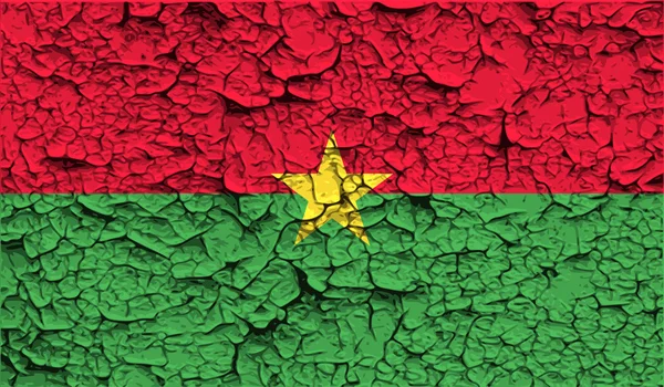 Bandiera del Burkina Faso con vecchia texture. Vettore — Vettoriale Stock