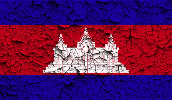 Drapeau du Cambodge avec une texture ancienne. Vecteur — Image vectorielle