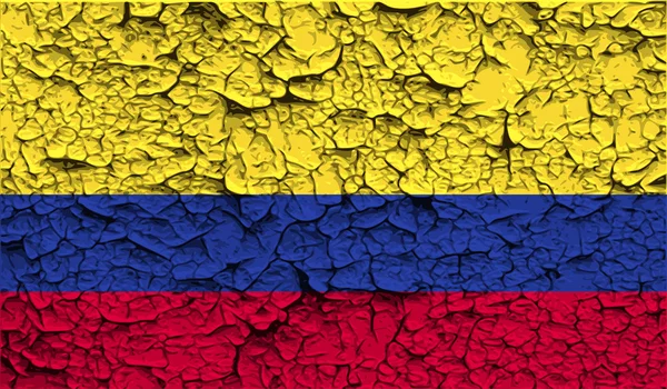 Bandiera della Colombia con vecchia texture. Vettore — Vettoriale Stock