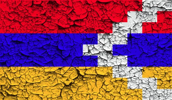 Bandiera della Repubblica del Karabakh con vecchia trama. Vettore — Vettoriale Stock