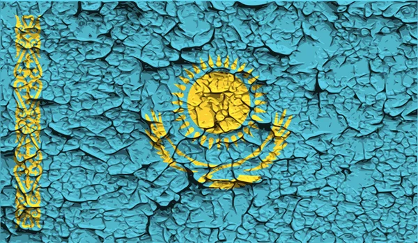 Bandera de Kazajstán con textura antigua. Vector — Vector de stock