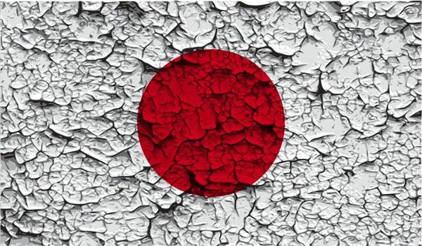 Flag of Japan with old texture. Vector — Stock Vector