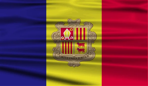 Bandeira de Andorra com textura antiga. Vetor — Vetor de Stock