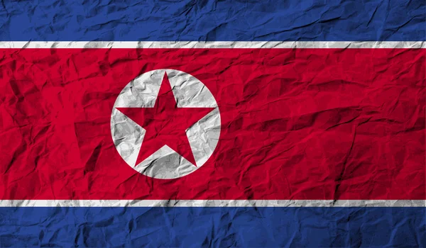 Severokorejská vlajka se starým texturou. Vektor — Stockový vektor