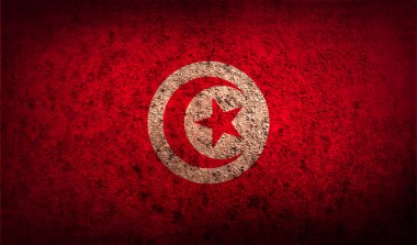 Tunus bayrağı eski doku ile.