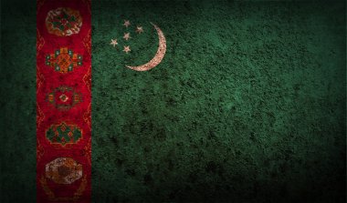 Türkmenistan bayrağı eski doku ile.