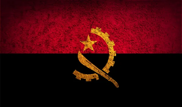 Bandiera dell'Angola con vecchia trama . — Vettoriale Stock