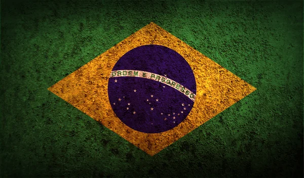 Vlag van Brazilië met oude textuur. — Stockvector