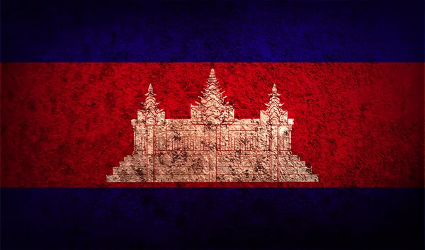 Drapeau du Cambodge avec une texture ancienne . — Image vectorielle