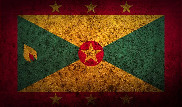 Vlag van Grenada met oude textuur. — Stockvector