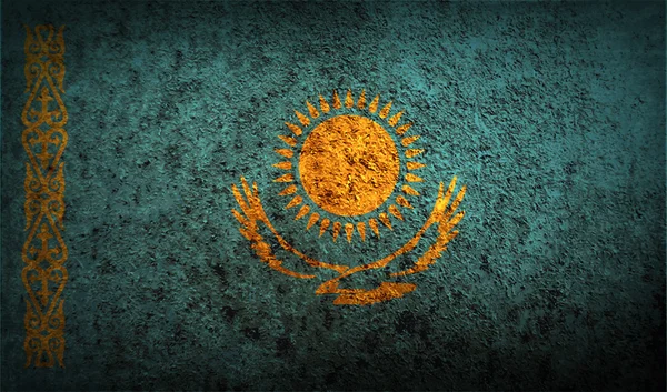 Bandera de Kazajstán con textura antigua — Vector de stock